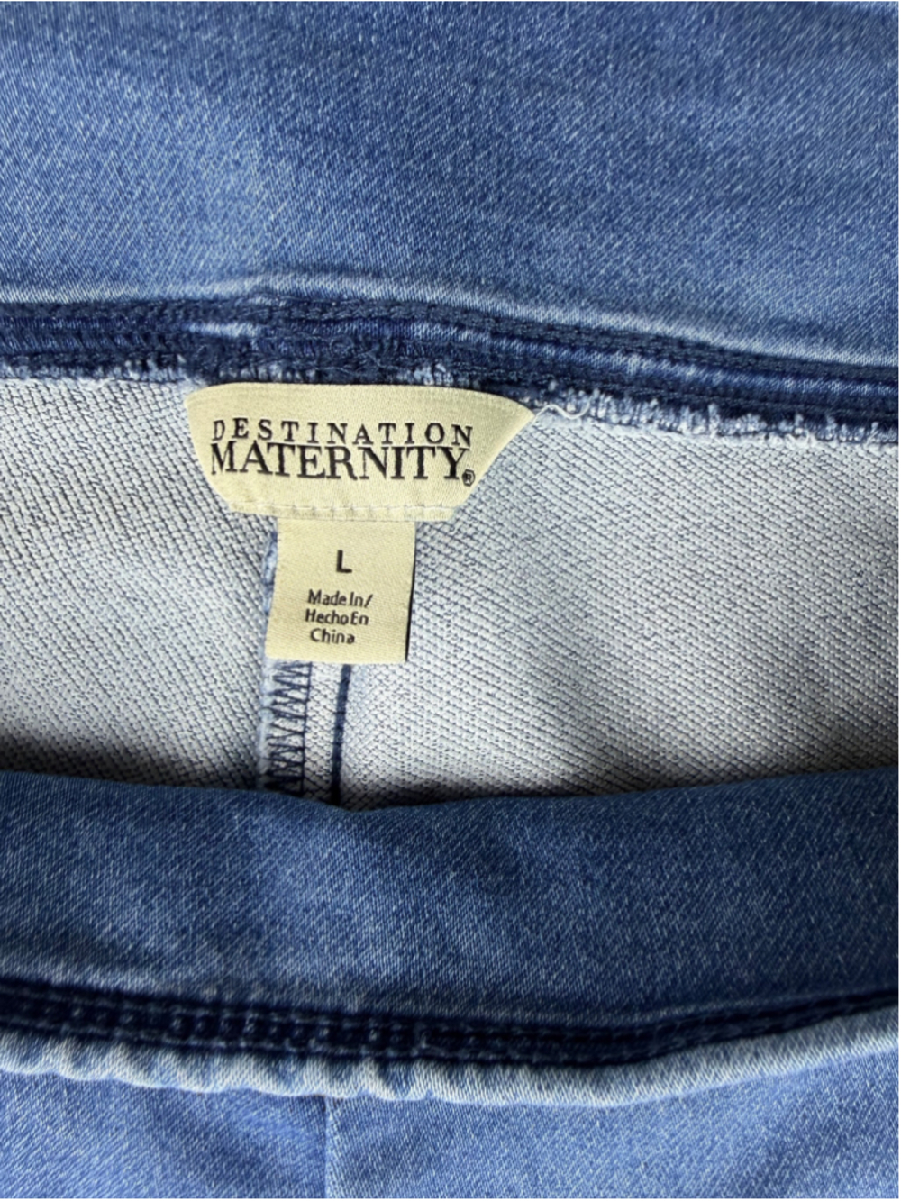 Destination Maternity Large Medium Wash Jeggings Knit Denim Leggings Pull-on - Picture 3 of 5